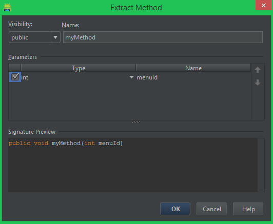 Android Studio extract as method